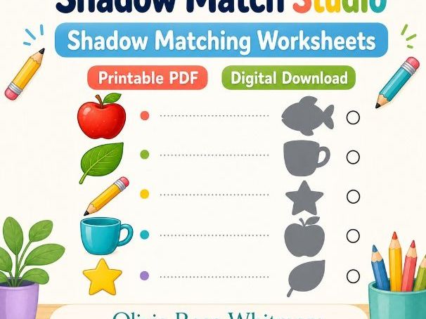 Shadow Match Studio | Shadow Matching Worksheets | Printable PDF | Digital Download