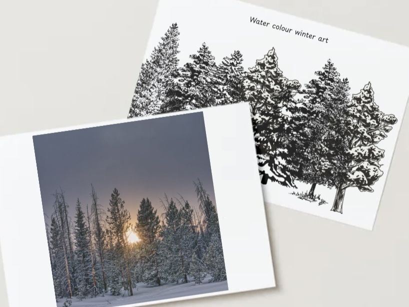 Winter scene watercolour