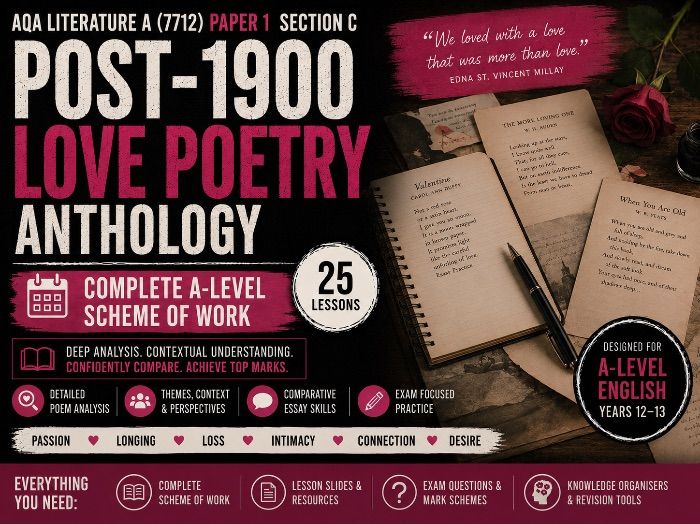Post-1900 Love Poetry Anthology: Complete A-Level Scheme (25 Lessons) | AQA Literature A (7712)