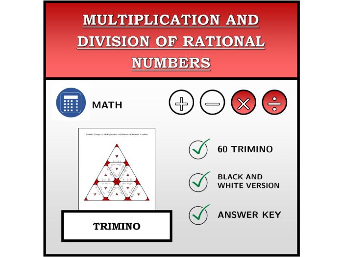 Trimino | Multiplication and Division of Rational Numbers | Math Activity
