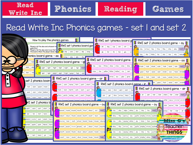 RWI phonics board games Set 1 and 2 sounds Teaching Resources