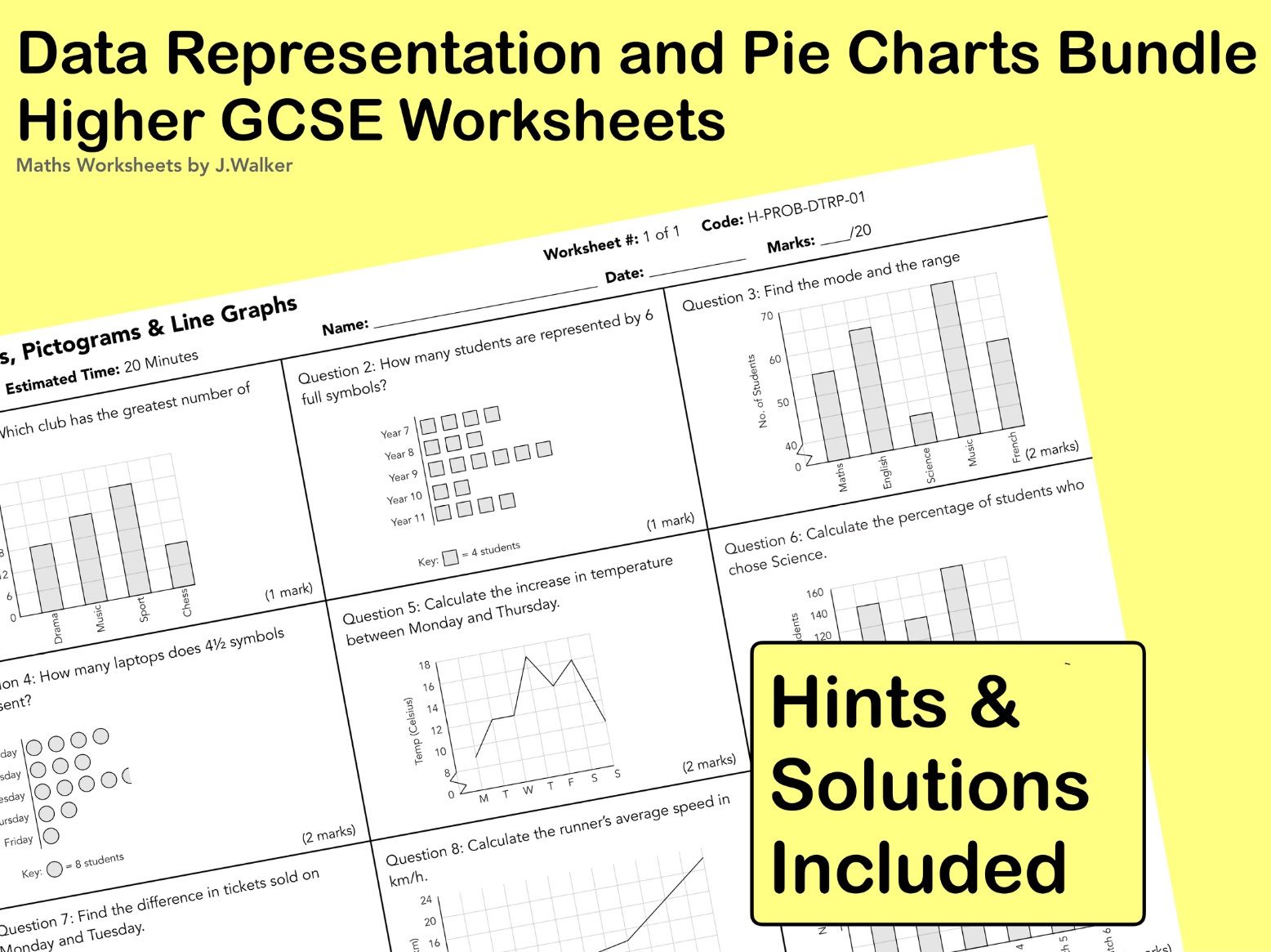 GCSE Maths: Data Representation and Pie Charts Bundle - Higher Tier