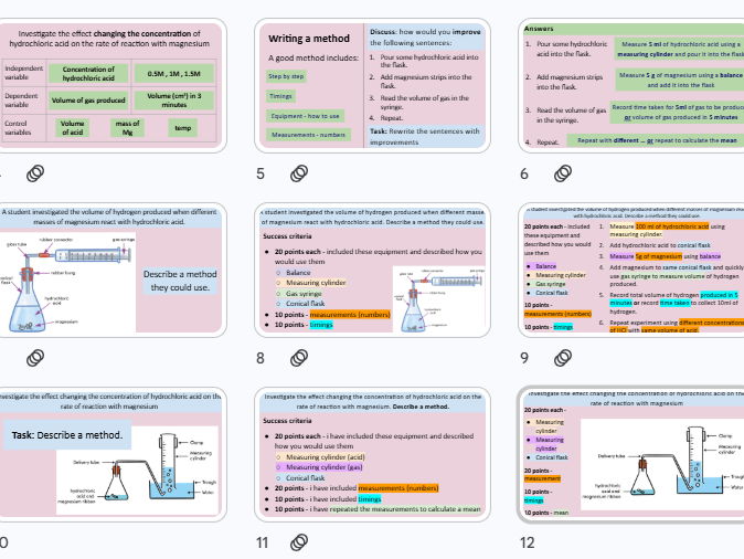 Planning an investigation - 6 mark question practice: GCSE Chemistry C6