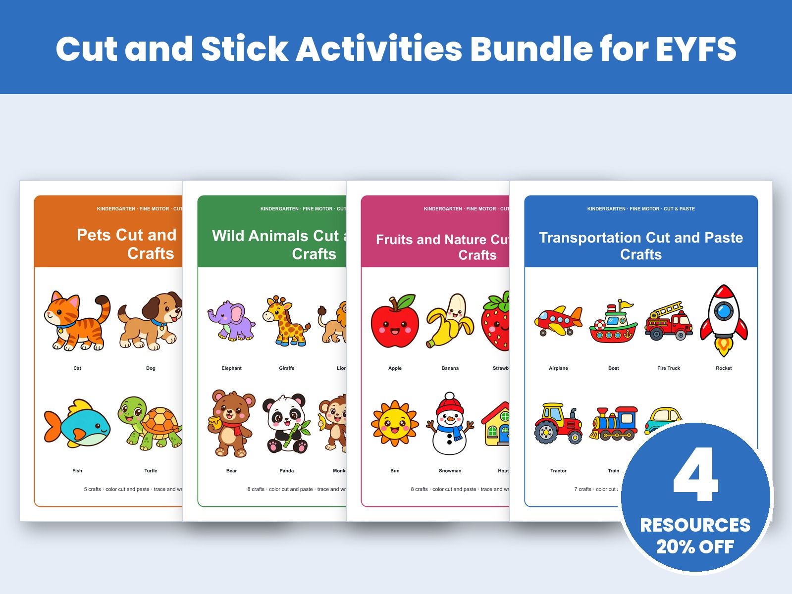 Cut and Stick Activities Bundle for EYFS