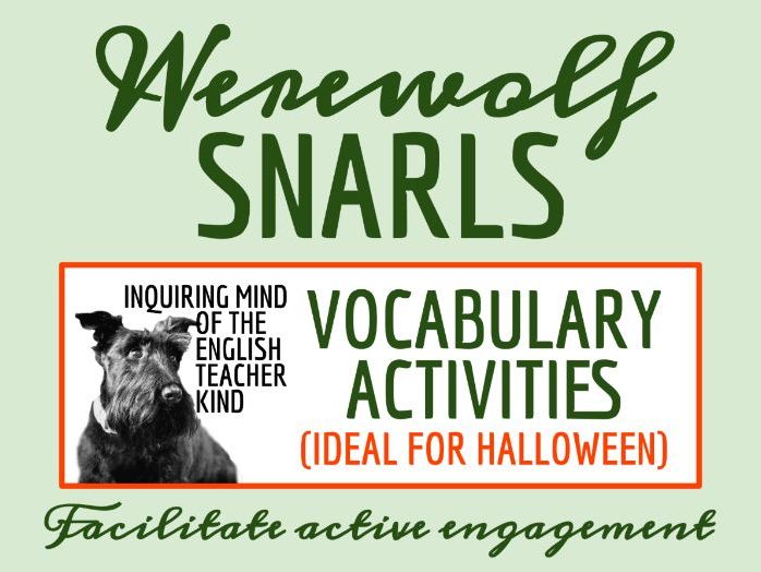 "The Werewolf Snarls" by Manly Wade Wellman Vocabulary Games | Paranormal Fiction | Halloween Horror