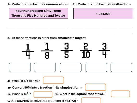 Maths Functional Skills Level 1 - Baseline Assessment & Mark sheet