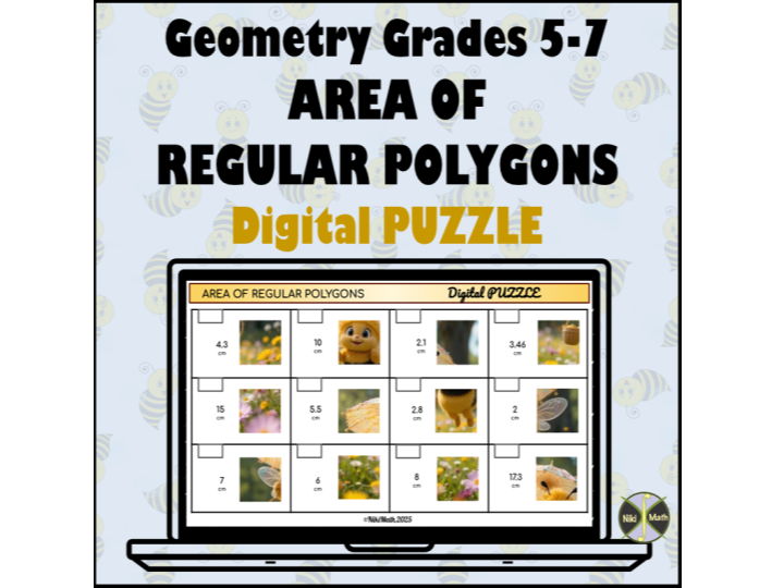 Geometry Grades 5-7: Area of Regular Polygons - Matching and Puzzle Assembling Activity