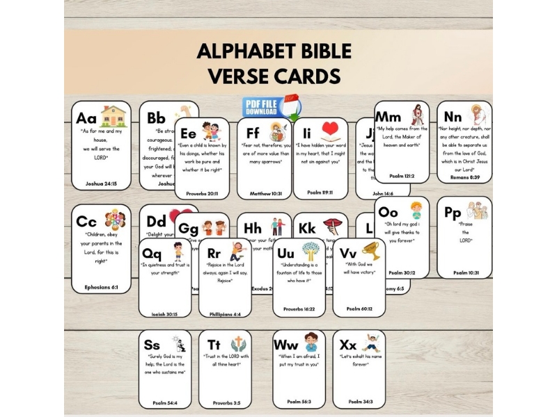 Alphabet Bible Verse Cards A-Z | Christian ABC Flashcards