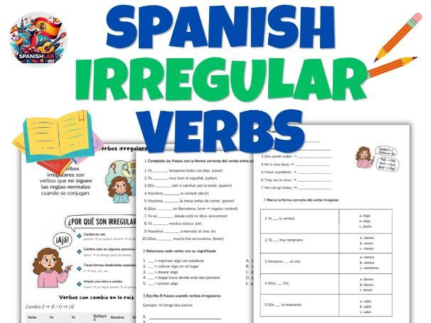 Spanish Irregular Verbs Present Tense – Worksheets (A1–A2) Activities