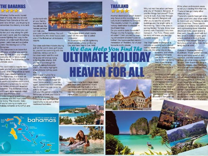 persuasive language travel brochure