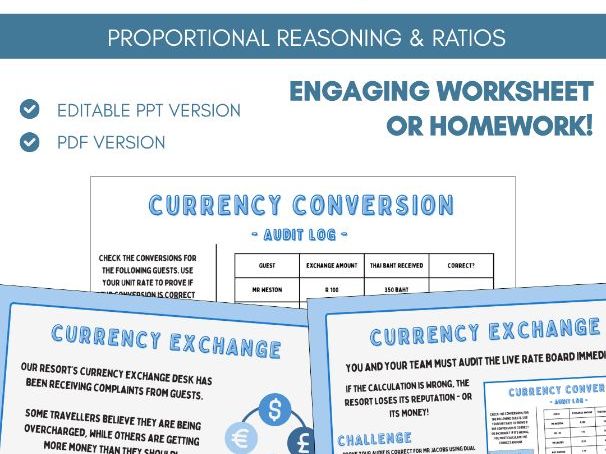 Proportional Reasoning | Currency Exchange | Worksheet | Ratio & Proportion