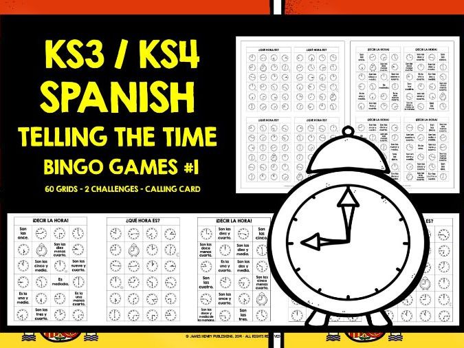SPANISH TELLING THE TIME BINGO #1