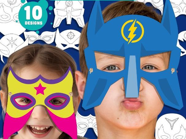 Superhero Mask Craft, Color Your Own Printable Masks, 10 Printable Color, Cut & Wear Masks