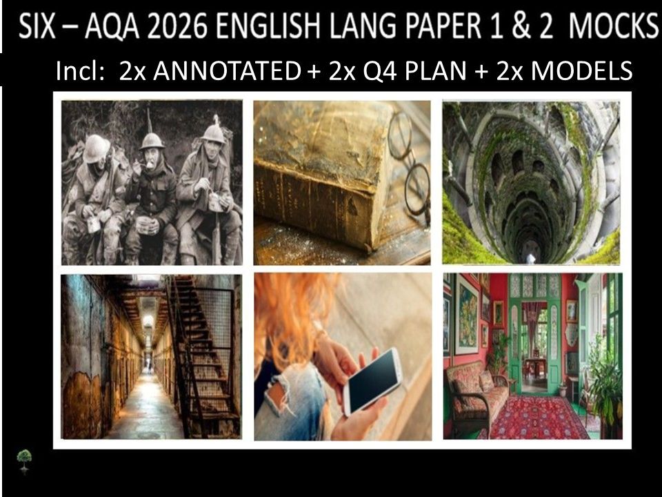 SIX AQA 2026 English Language Paper 1 & 2 Mocks + Annotated, Q4 Plan, Models