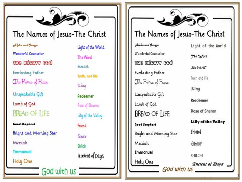 The Names Of Jesus Poster Teaching Resources