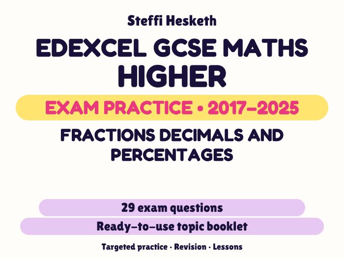 Edexcel GCSE Maths Higher: Fractions decimals and percentages Exam Questions | 2017-2025
