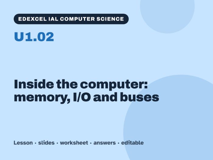 Edexcel IAL Computer Science – U1.02 Inside the computer: memory, I/O and buses – Lesson & Worksheet
