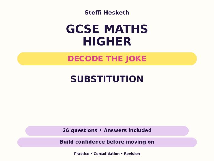 Substitution | GCSE Decode the Joke + Answers