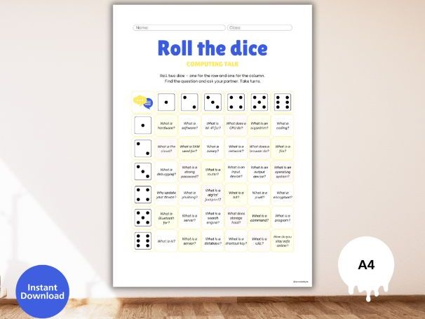Roll the Dice – Computing Question Grid (FREE)
