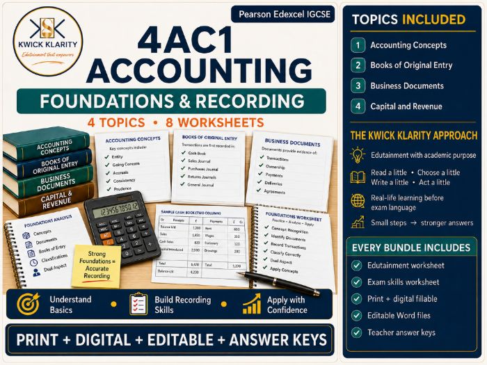 4AC1 Accounting - Foundations & Recording - Printable, Digital & Editable