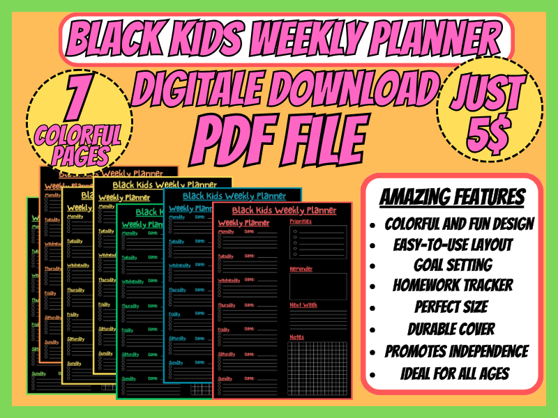 Printable Weekly Planner for Kids