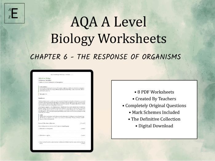 AQA A Level Biology Worksheets Chapter 6 - The Response of Organsisms