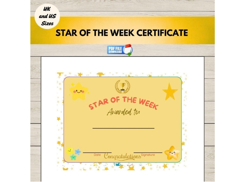 Star of the Week Certificate Free | Printable Classroom Award