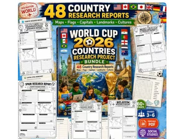 World Cup 2026 Countries Research Project, Country Reports Geography Activities