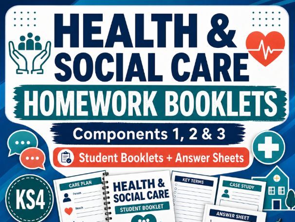 OCR Cambridge National Health and Social Care Homework Booklets and Answers Whole Spec Covered