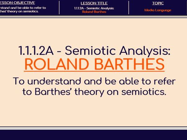 1.1.1.2A - Semiotic Analysis: Roland Barthes (Media Language) (A-LEVEL)