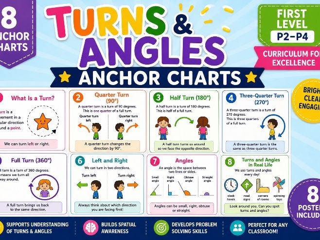 Angles and Turns KS1/First Level Anchor Charts