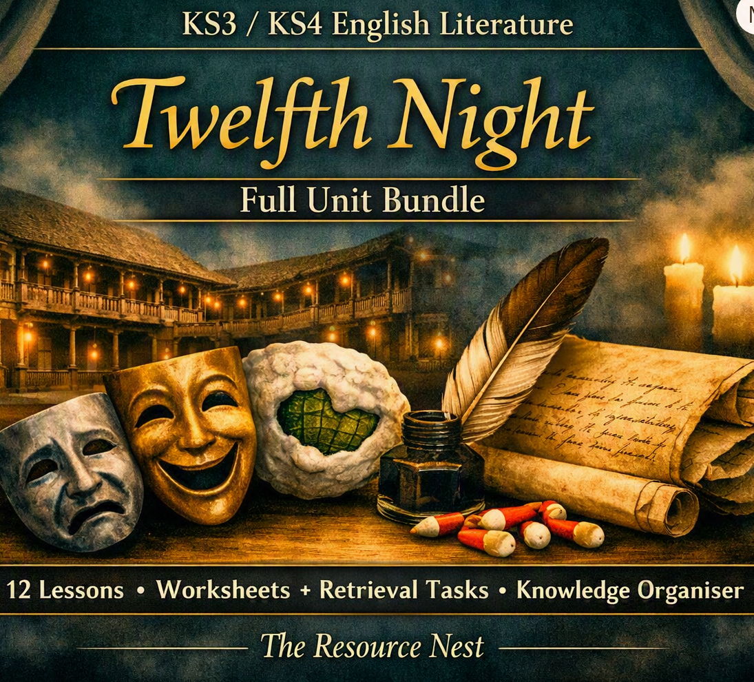 KS3 - Twelfth Night – Complete Literature Bundle (12 Lessons + Knowledge Organiser)