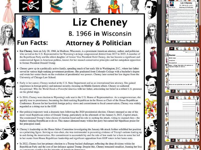 Liz Cheney PACKET & ACTIVITIES, Important Historical Figures Series