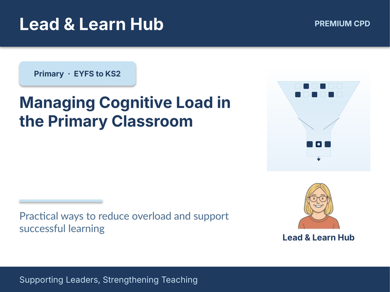 Managing Cognitive Load in the Primary Classroom - Complete primary CPD