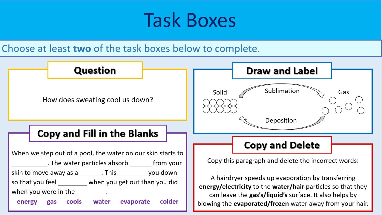 KS3 Year 7 Evaporation and Sublimation Teaching Resources