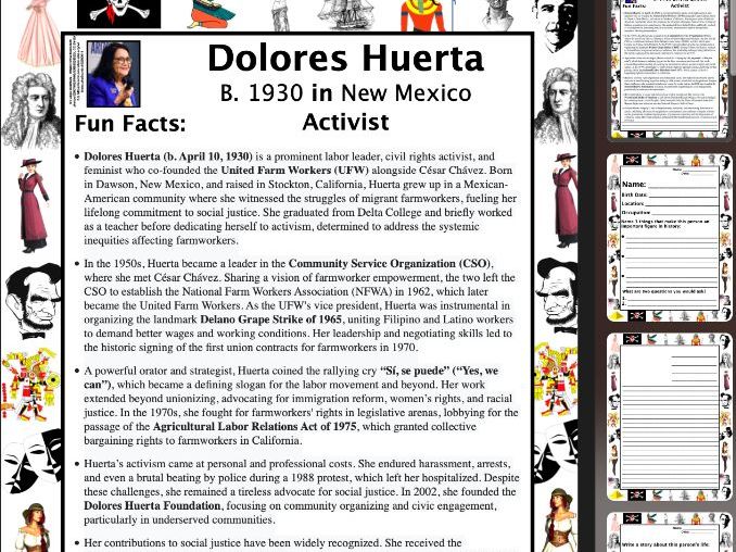 Dolores Huerta PACKET & ACTIVITIES, Important Historical Figures Series