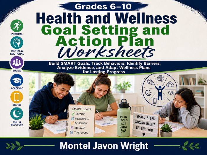 Health and Wellness Goal Setting Worksheets | SMART Goals & Action Plans | Grades 6–10