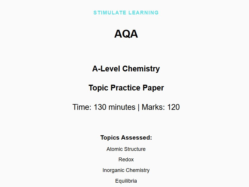 AQA A-Level Chemistry 120-Mark Practice Paper