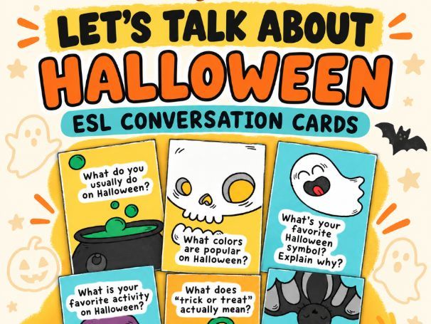 Let’s Talk About Halloween | ESL Conversation Cards and Speaking Activity