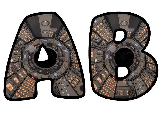 Inside Space Shuttle Classroom Display | Lettering Set | Upper & Lowercase, 0-9 and Signs
