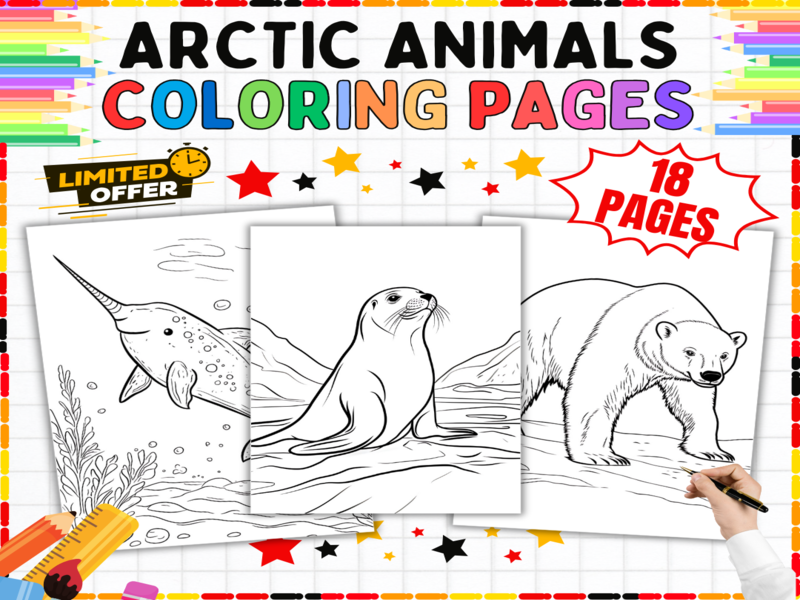 Arctic Animals Colouring Pages - Polar Creatures Worksheets | Penguins, Seals & Bears Colouring