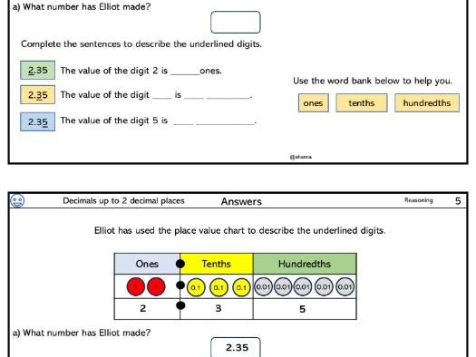 Decimals up to two decimal places Easy