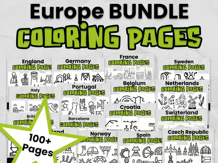 Europe Colouring Pages Bundle | European Countries | KS1 & KS2 Geography Activities | Printable PDF