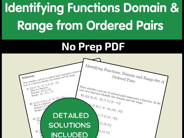 Identifying Functions Domain & Range from Ordered Pairs | No Prep PDF