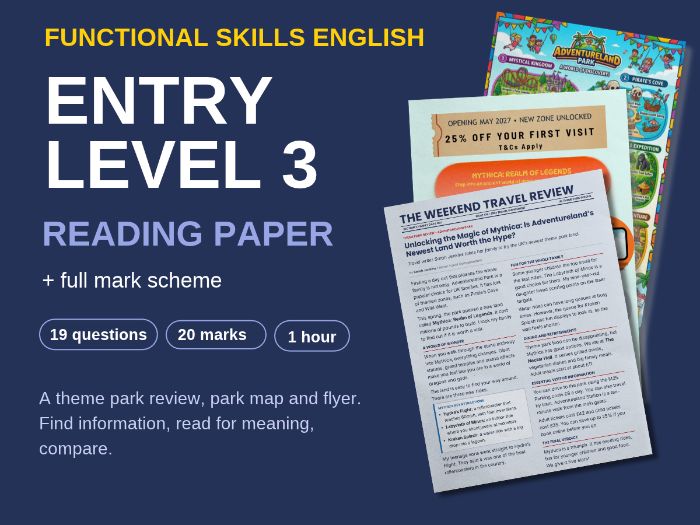 Functional Skills English Entry Level 3 Reading Practice Paper + Mark Scheme | Theme Park Review