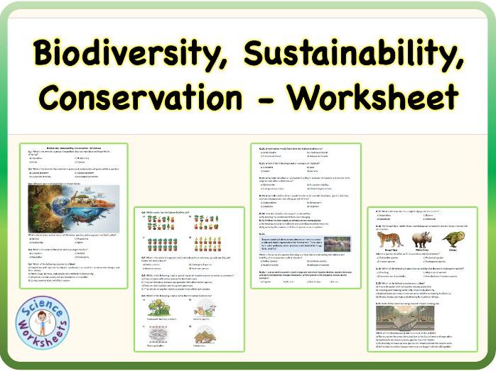 Biodiversity, Sustainability, Conservation - Worksheet (KS3 Biology, Science)