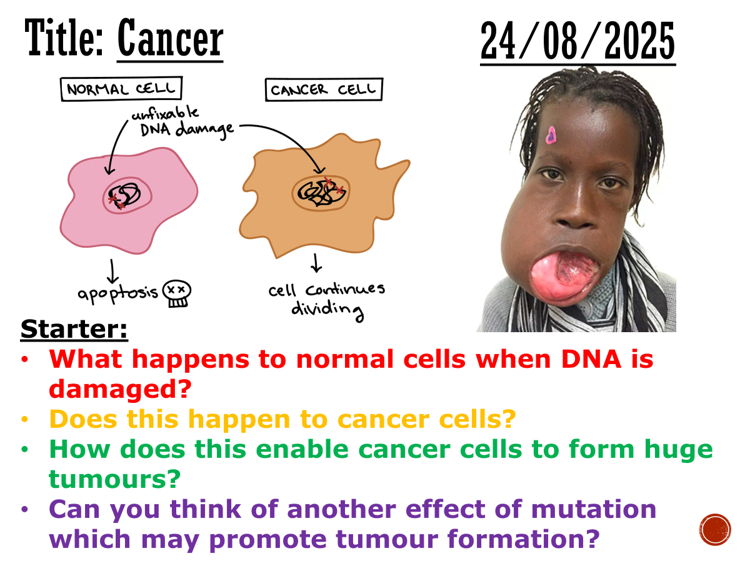 Cancer - complete lesson (GCSE 1-9)