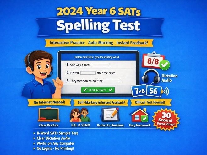 Year 6 SATs Spelling Test 2024 (Interactive, Auto‑Marked)
