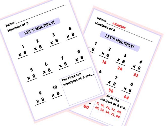 Identifying multiples of a number worksheet with answers