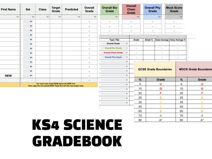 KS4 GCSE Science Gradebook (Includes Bio, Chem and Physics)